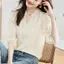 Áo sơ mi voan ngắn tay màu đen mỏng dành cho nữ Áo sơ mi ren phong cách phương Tây dáng rộng che bụng