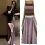 Váy satin đuôi cá quấn eo, draping cao cấp, dáng dài