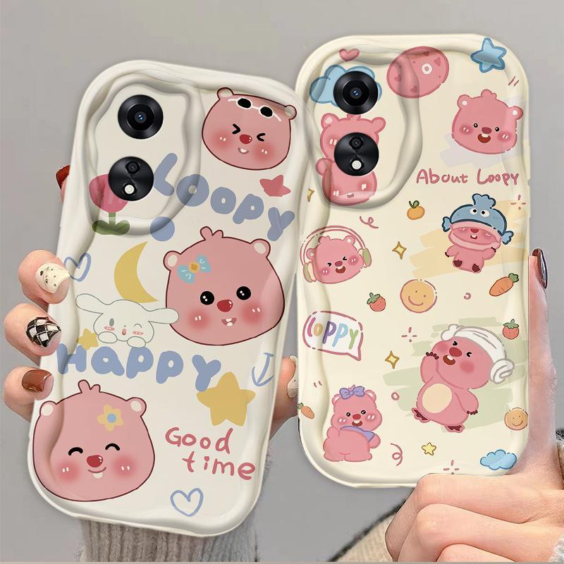 Thích Hợp Cho OPPO A18 A38 A58 A60 A17 A17K 4G 3D Điện Thoại Thông Minh TPU Mềm Hoạt Hình Dễ Thương Loopy Vỏ Điện Thoại Chống Sốc