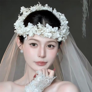 Vòng hoa hoa trắng thủ công rừng cổ tích phong cách cổ tích