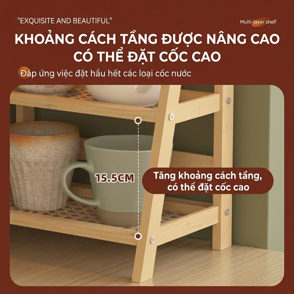 Kệ Gỗ 2 Tầng Phong Cách Tối Giản Để Đồ Trang Trí Và Đồ Dùng Hàng Ngày Tạo Góc Sống Đẹp Cho Người Trẻ