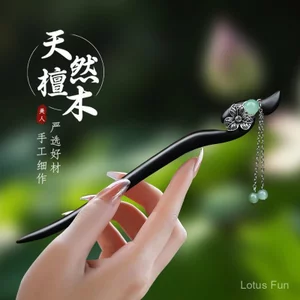 Ebony Tua Rua Kẹp Tóc Cổ Điển Trung Quốc Cao Cấp, Trang Sức Retro Phù Hợp Với Hanfu Bun