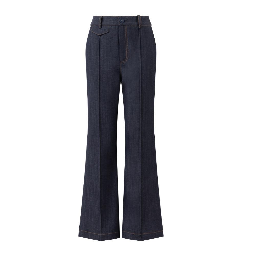 Quần ống loe nữ ELLA DORA thiết kế form ôm dài gân nổi phong cách công sở màu XANH NAVY [Q44]