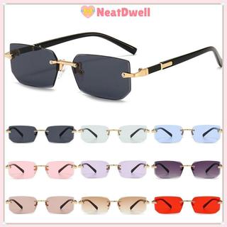 [Giao hàng từ Việt Nam] Kính râm hình chữ nhật không vành NETDWELL, Kính râm không khung bảo vệ UV400 Y2K, Sắc thái hợp thời trang dành cho nữ và nam giới