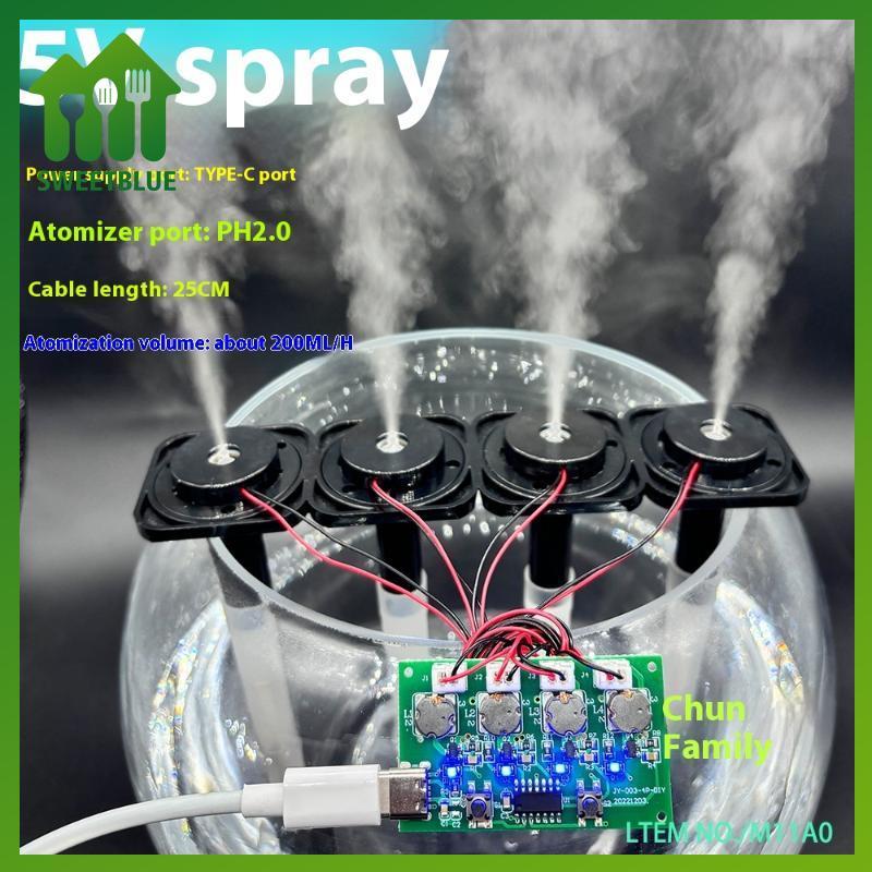 SWEET Bốn Máy Tạo Độ Ẩm Type-C USB Mini Máy Tạo Độ Ẩm DIY Bộ Dụng Cụ Máy Phun Sương Và Trình Điều Khiển Bảng Mạch Atomizer Tấm Có Chân Đế n