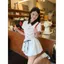 Đầm sơ mi trắng kiểu Pháp mùa hè, dáng eo thon gọn, phong cách ngọt ngào preppy