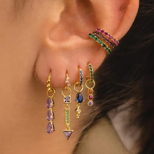 Bông tai zircon nhiều màu sắc, phong cách sang trọng và niche - Thích hợp để sử dụng