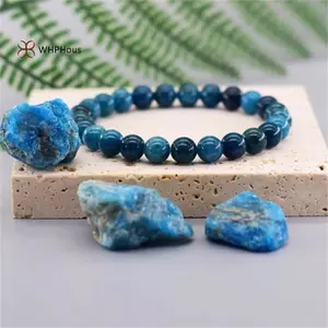 Vòng Tay Đá Apatit Màu Xanh Đính Cườm Thủ Công - Thời Trang Nam Giới, Quà Tặng Đặc Biệt