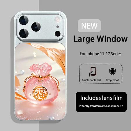Ốp lưng iphone 17 16 15 14plus 13 12 11 pro max, mẫu cũ ngay lập tức biến thành iPhone 17, được trang bị màng ống kính, Túi may mắn pha lê, Quà tặng, chống rơi, chống sốc,