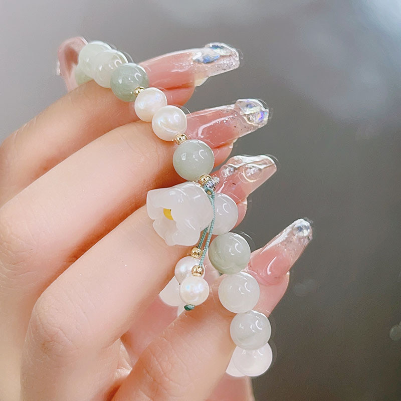 Vòng tay Chalcedony tự nhiên Chuông gió Trung Quốc