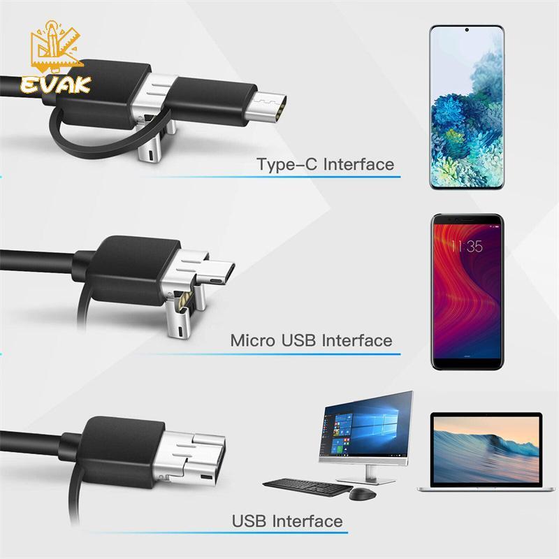 Camera nội soi Android Alittlesetrtu 5.5mm, Kính tiềm vọng Micro USB / Type-C 3 trong 1, VN chống nước