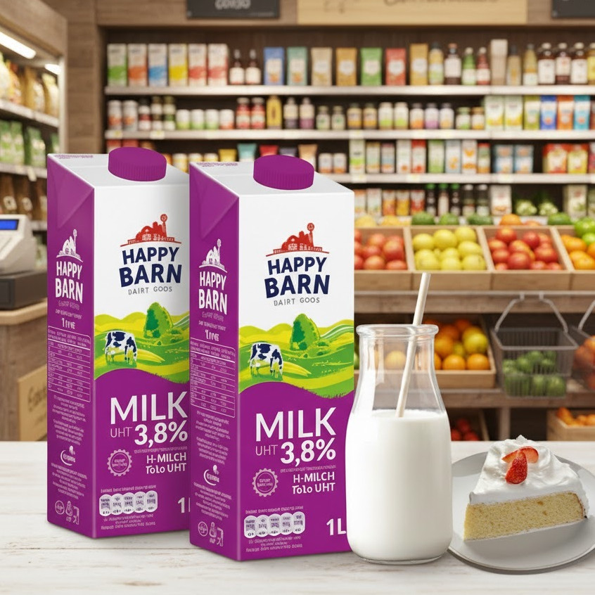 [Giá Sỉ] Sữa Tươi Nguyên Kem Happy Barn 3.8% 1L Thơm Béo Làm Nguyên Liệu Pha Chế