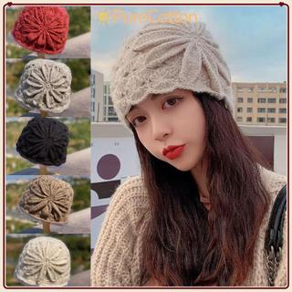 PURECOTTON0 Mũ Len Dệt Kim Retro Handmade, Thoáng Khí Phù Hợp Xu hướng Thời Trang