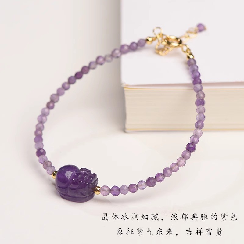 Vòng tay Pixiu thạch anh tím tự nhiên dành cho nữ