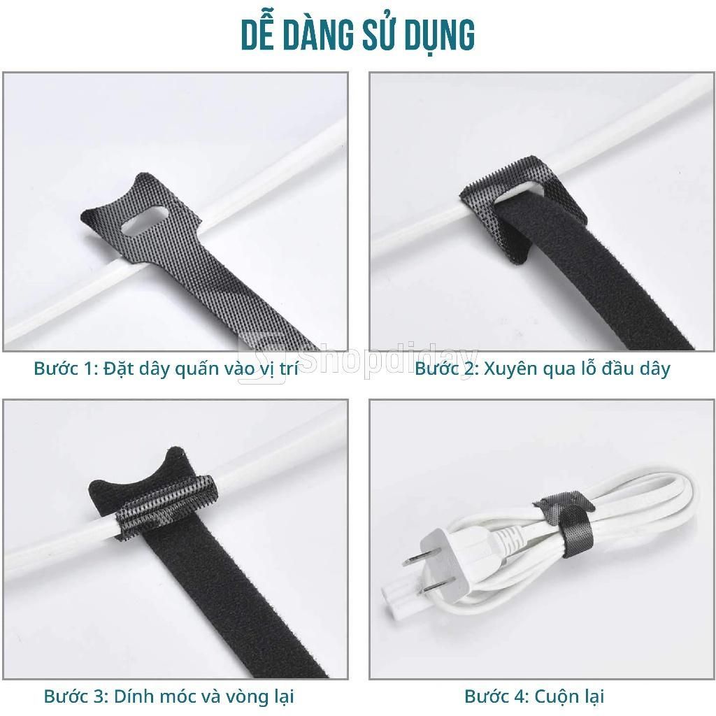 [ 50 Dây ]Dây Dán Velcro Quấn Chống Rối Dây Điện Có Thể Tái Sử Dụng, Cáp Sạc, Dây Băng Gai Dây Cáp