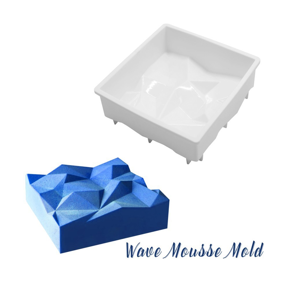 Rock Vuông Sóng Họa Tiết Bánh Mousse Khuôn Silicon Cát Cát Nước gợn Hình Khuôn Nướng Bánh
