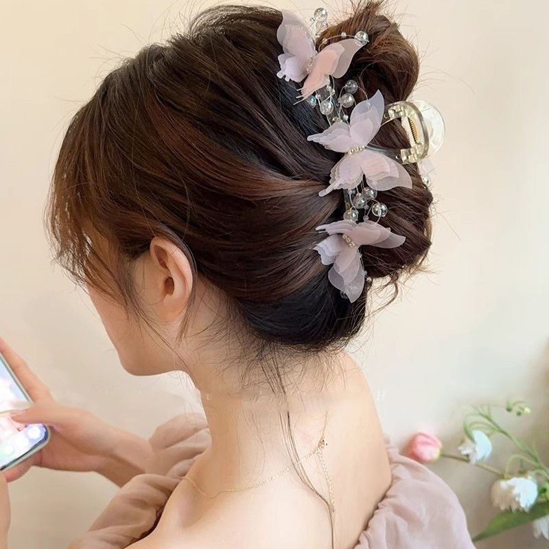 Ba Bướm Lớn Vuốt Tóc Cá Mập Kẹp Tóc Phụ Kiện Tóc Cho Nữ