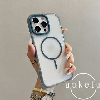 Vỏ điện thoại từ tính lấp lánh túi khí màu tương phản đơn giản phù hợp cho iPhone 12 13 14 15 16 Pro Max trong suốt bao gồm tất cả vỏ cứng silicon chống rơi