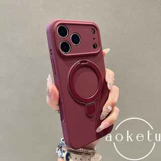 Ốp lưng silicon lỏng thích hợp cho vỏ điện thoại từ tính Apple 17promax Màu cam iPhone 17pro Silicon lỏng 17 có giá đỡ Vỏ bảo vệ chống rơi không khí