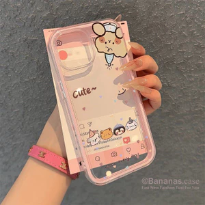Ốp điện thoại mềm trong suốt hình gấu Mũ hoạt hình cho iPhone 17 16 15 14 13 12 11 Pro Max