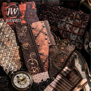 JIANWU Giấy Rỉ Series Vintage Rust Relief Phong Cảnh Cắt Dán Thêu Sò Chất Liệu Giấy Sáng Tạo DIY Rác Tạp Chí Văn Phòng Phẩm