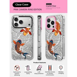 CASECASE X Koi HỒNG CAMERA RING PHIÊN BẢN Tác động Vỏ hút từ tính trong suốt cho iPhone 17 / 16 / 15 / 14 / 13 Pro Max Air với bao bì cao cấp