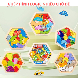 Bảng Lục Giác Gỗ Ghép Hình Logic Nhiều Chủ Đề Nhiều Màu Sắc Đẹp Mắt - Đồ Chơi Gỗ Giáo Dục Phát Triển Tư Duy Cho Bé