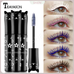 TEAYASON Mascara đầy màu sắc Xanh lam, Tím, Hồng, Trắng, Tím Sapphire Xanh Cà phê Không nhòe Uốn Dày