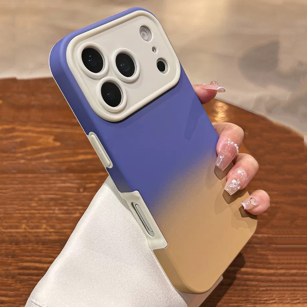 Ốp điện thoại họa tiết mờ màu Gradient 2 trong 1 cho IPhone 17 Pro Max 16 15 14 13 Vỏ bảo vệ chống sốc