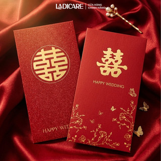 Bao lì xì đám cưới, lì xì song hỷ, lì xì bê tráp, giấy ép kim nhũ cao cấp, mẫu mới nhất 2026