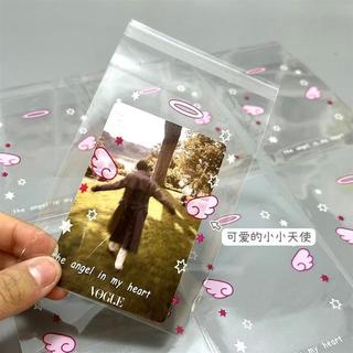 Túi dây kéo thiên thần nhỏ màu hồng Túi đóng gói Thẻ quà tặng OPP Trong suốt Ins Phong cách Hồng Thiên thần nhỏ Túi dây kéo Thẻ nhỏ Túi dây kéo Thẻ đóng gói Túi quà tặng OPP Phong cách trong suốt