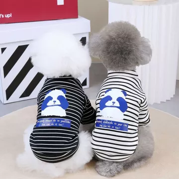Quần Áo Thú Cưng Quần Áo Chó Thu Đông Quần Áo Phong Cách Mới Mèo Teddy Mùa Đông Quần Áo Thú Cưng 23 Sọc Gấu Trúc Áo