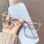HKNMP Kính thời trang chống ánh sáng xanh, siêu nhẹ và trong suốt, dành cho nữ.