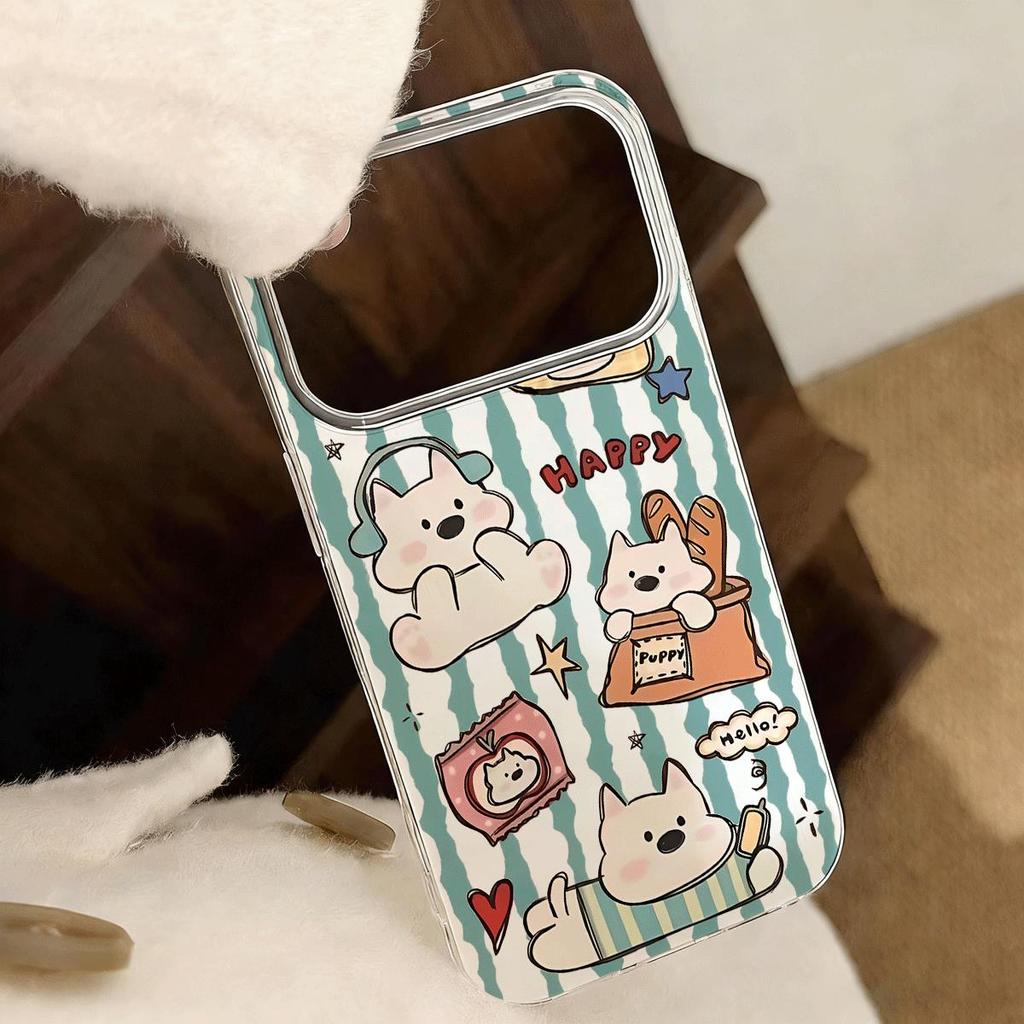 Con chó dễ thương mềm mại cho 16 trường hợp iPhone 17Air Lớp kép 14/13/11Pro