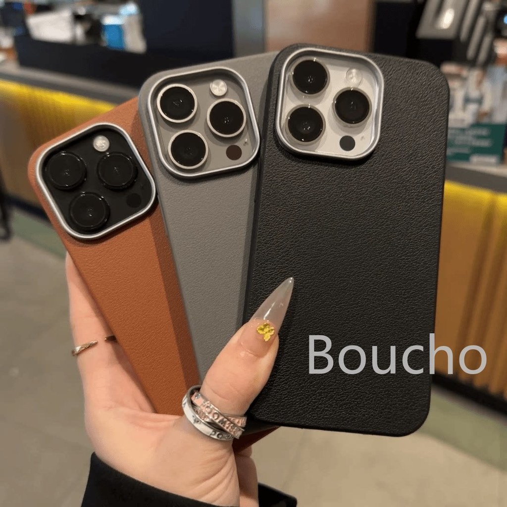 Kết cấu da sang trọng cho iphone 17 16e 16 15 14 13 12 11 Pro Max ốp lưng bảo vệ chống rơi màu trơn