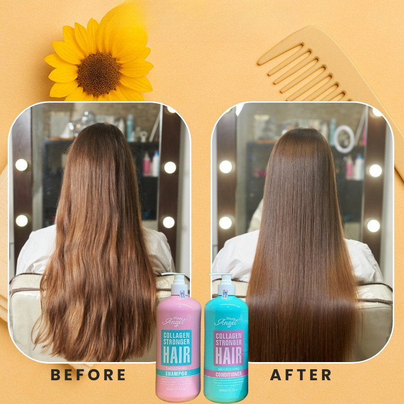 Cặp Dầu Gội Xả Collagen Happy Angle 800ml Phục Hồi Hư Tổn, Giảm Gãy Rụng, Siêu Mềm Mượt