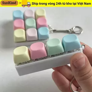 SUNKISSD Fidget Móc Khóa, 4 / 9 Phím Bàn Phím Ngón Tay Giảm Căng Thẳng, Keycap Thư Giãn Vượt Qua Thời Gian Tiện Ích Đồ Chơi Giải Nén Người Lớn