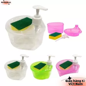 Máy phân phối chất tẩy rửa tự động NORDICLIFE, Loại ép có chai đựng xà phòng xốp làm sạch, Máy bơm xà phòng bằng nhựa thủ công gia dụng Bồn rửa nhà bếp