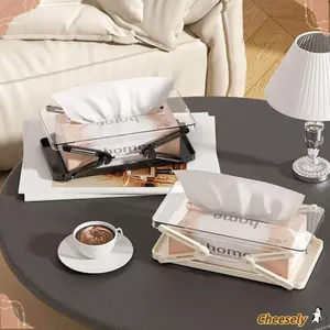 Hộp đựng khăn giấy nạp lò xo CHEESELY, Hộp đựng khăn giấy gia dụng sáng tạo dung tích lớn có thể gập lại, Dụng cụ khăn giấy có thể nâng lên di động