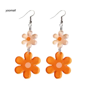 Bông Tai Móc Hoa Acrylic Nhẹ, Không Gây Dị Ứng - Phù Hợp Thời Trang Hàng Ngày và Party