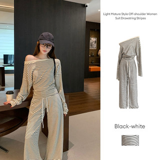 Nova-Sét áo SỌC tay dài kèm Quần dài lưng thun chất thun borip dày dặn
