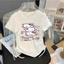 Áo thun ngắn tay dây rút đa năng in hình hoạt hình Hello Kitty có áo thun eo cinching