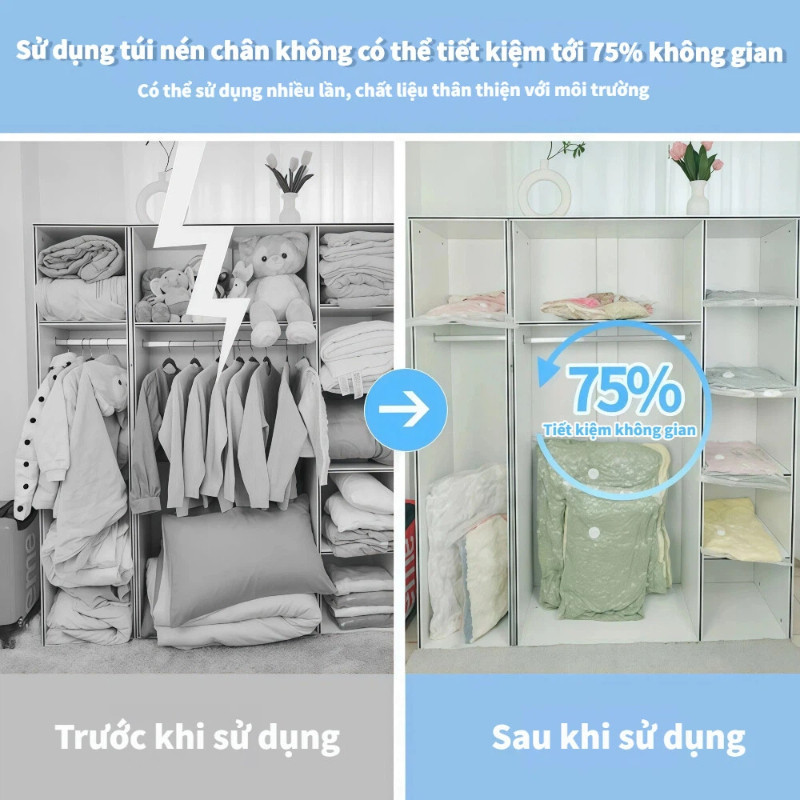【Hot Sale】Túi nén chân không (trong suốt): Dùng để đựng quần áo, chăn gối. Nén siêu chặt, tiết kiệm không gian hiệu quả!