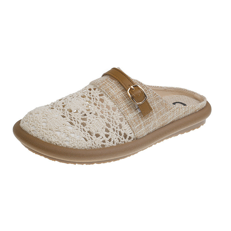 Lanh Baotou Nửa Dép Nữ Mùa Hè Ngoài Mặc Phù Hợp Với Giày Sandal Thoáng Khí Dép Slip-On Birkenst