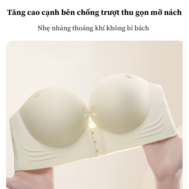 Áo Ngực Không Dây Cài Trước Nâng Ngực - Kiểu Áo Quây Độn Dày Tròn Đều, Thiết Kế Khóa Trước Chống Trượt