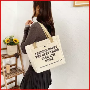 Túi vải dung tích lớn Thời trang in họa tiết chữ lồng Túi Tote Túi xách Túi đeo vai