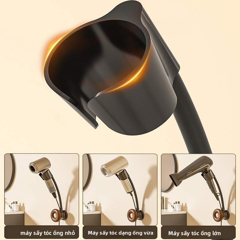 Kệ đa năng để máy sấy tóc, tặng kèm lược, thiết kế không cần khoan lỗ, xoay 360°, keo dán cường lực, giải phóng đôi tay