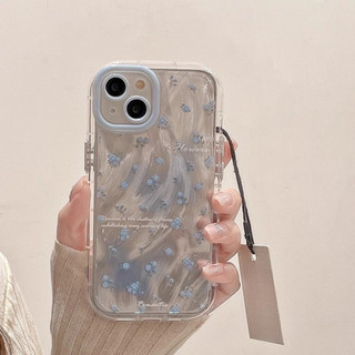 DànhCho IPhone 17 16 15 14 13 12 11 ProMax XR XS Max 7 8 Plus Half nhuộm màu xanh mảnh hoa lông trường hợp điện thoại