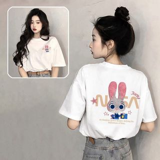 Crazy Zoo Judy Rabbit Áo Thun Tay Ngắn Hoạt Hình, Phong Cách Mới