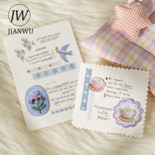 JIANWU Mềm Sang Trọng Vườn Series Vintage Mèo Hoa Cà Phê Nhãn Vật Liệu Phong Cảnh Cắt Dán Sáng Tạo Tạp Chí Văn Phòng Phẩm